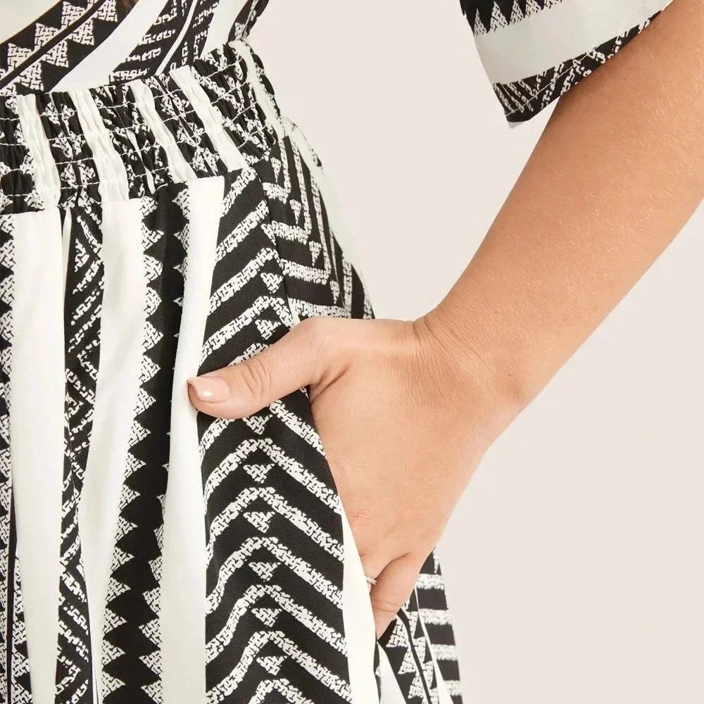 NWT Solid Geometric Dolman Sleeve Pocket Shirred Split Hem Dress - Picture 6 of 6